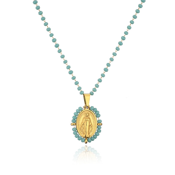 Jewelry Stainless Steel Gemstone Geometric Crystal Necklace For Women