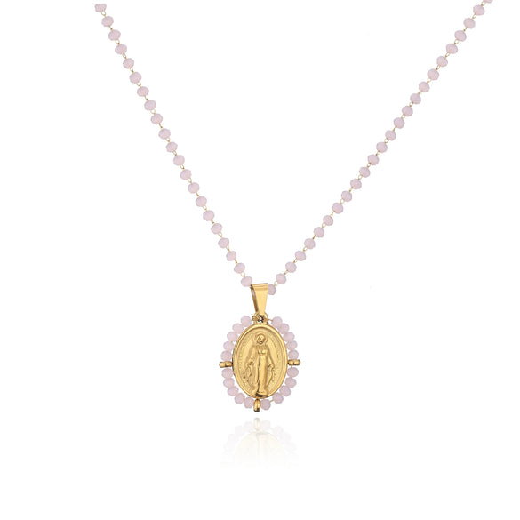Jewelry Stainless Steel Gemstone Geometric Crystal Necklace For Women