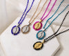 Jewelry Stainless Steel Gemstone Geometric Crystal Necklace For Women