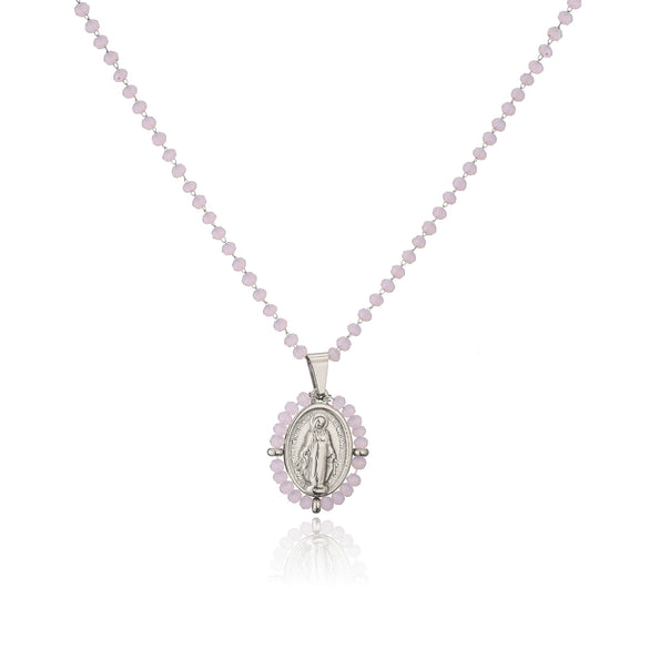 Jewelry Stainless Steel Gemstone Geometric Crystal Necklace For Women