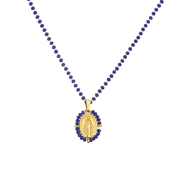 Jewelry Stainless Steel Gemstone Geometric Crystal Necklace For Women