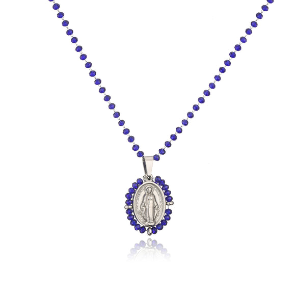 Jewelry Stainless Steel Gemstone Geometric Crystal Necklace For Women