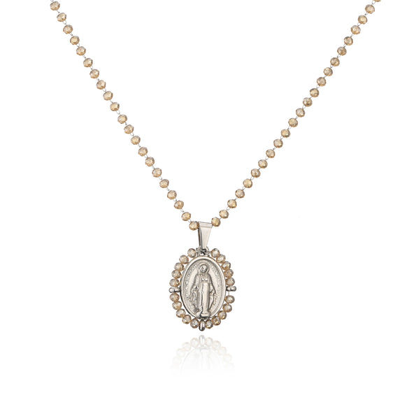 Jewelry Stainless Steel Gemstone Geometric Crystal Necklace For Women