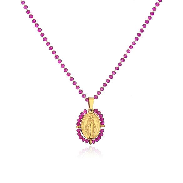 Jewelry Stainless Steel Gemstone Geometric Crystal Necklace For Women