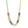 Jewelry Stainless Steel Geometric Acrylic Hand Stitching Cuban Chain Necklace Electroplating