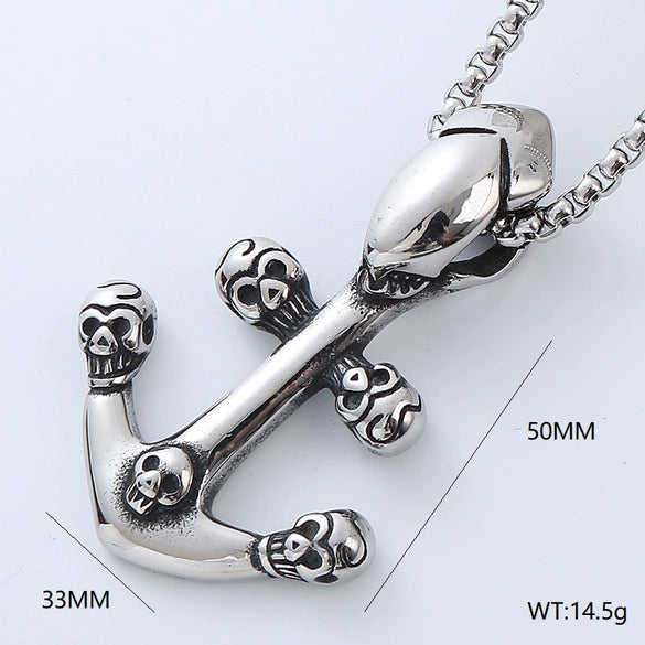 Jewelry Stainless Steel Geometric Anchor Skull Punk Hiphop Street Style Polishing Necklace