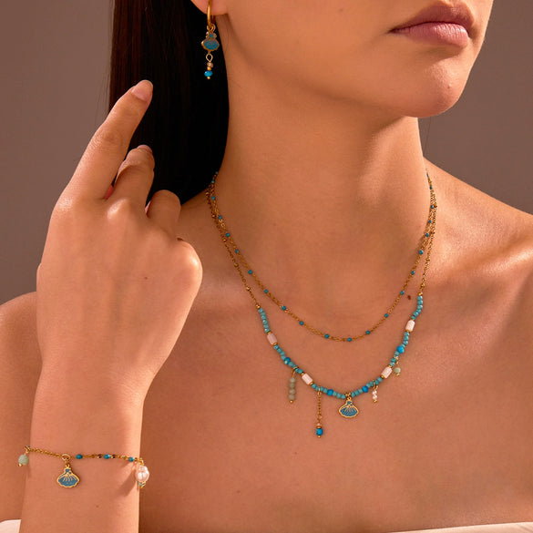 Jewelry Stainless Steel Geometric Bead Necklace Earrings Bracelet Electroplating For Women