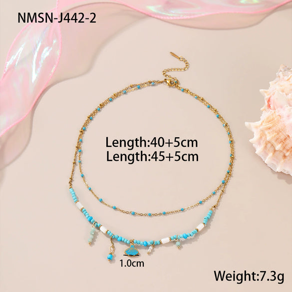 Jewelry Stainless Steel Geometric Bead Necklace Earrings Bracelet Electroplating For Women