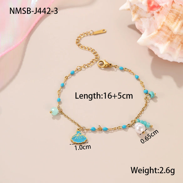 Jewelry Stainless Steel Geometric Bead Necklace Earrings Bracelet Electroplating For Women