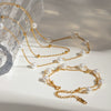 Jewelry Stainless Steel Geometric Beaded Pearl Bracelet And Necklace Electroplating Style For Women