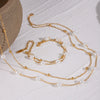 Jewelry Stainless Steel Geometric Beaded Pearl Bracelet And Necklace Electroplating Style For Women