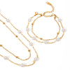 Jewelry Stainless Steel Geometric Beaded Pearl Bracelet And Necklace Electroplating Style For Women