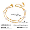 Jewelry Stainless Steel Geometric Beaded Pearl Bracelet And Necklace Electroplating Style For Women