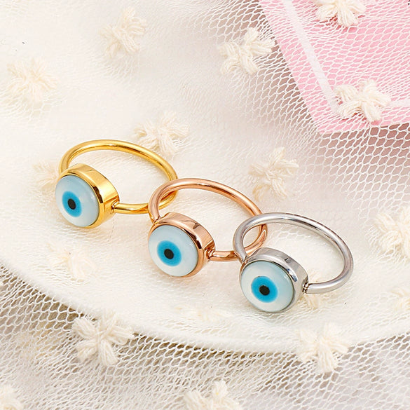Jewelry Stainless Steel Geometric Blue Eyes Devil's Eye Angel Eyes Women's Ring