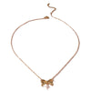 Jewelry Stainless Steel Geometric Bow Pearl Pendant Clavicle Chain Gold Plated