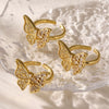 Jewelry 316L Stainless Steel Geometric Butterfly Ring With Gold Plated And Zircon Inlaid