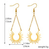 Jewelry Stainless Steel Geometric Chain Tassel Sun Pendant Earrings Electroplating For Women
