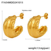 Jewelry 316L Stainless Steel Geometric Cshaped Pleated Texture Casting Pvd Electroplated Earrings For Women
