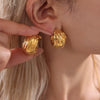 Jewelry 316L Stainless Steel Geometric Cshaped Pleated Texture Casting Pvd Electroplated Earrings For Women
