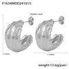 Jewelry 316L Stainless Steel Geometric Cshaped Pleated Texture Casting Pvd Electroplated Earrings For Women
