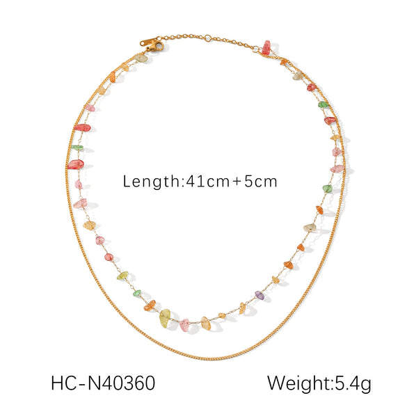 Jewelry Stainless Steel Geometric Cuban Chain Gravel Chain Electroplated Double Necklace