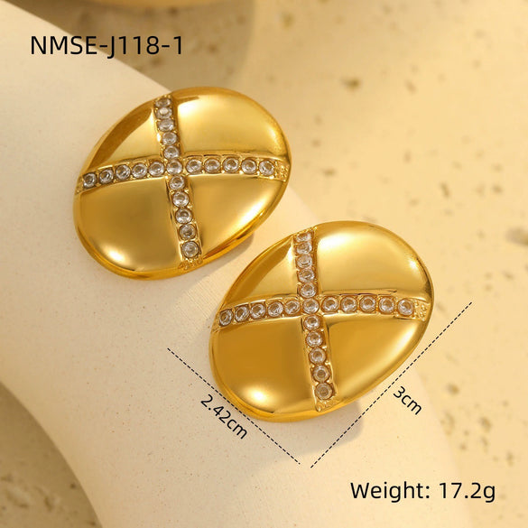 Jewelry Stainless Steel Geometric Earrings Necklace Electroplating Fashion Light Luxury Elegant