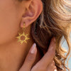 Jewelry Stainless Steel Geometric Electroplated Titanium Steel Sun Earrings And Hollow Bracelet Light Luxury Minimalist Original Design