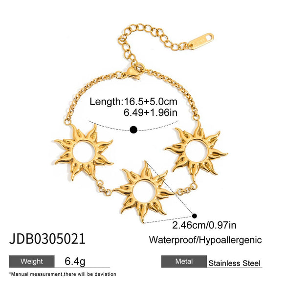 Jewelry Stainless Steel Geometric Electroplated Titanium Steel Sun Earrings And Hollow Bracelet Light Luxury Minimalist Original Design
