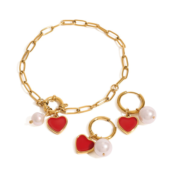 Jewelry Stainless Steel Geometric Electroplated Women's Pendant Bracelet And Earrings