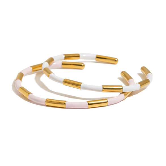 Jewelry Stainless Steel Geometric Electroplating Oil Dropping Opening Bracelet