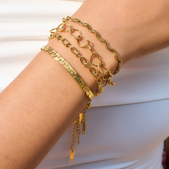 Jewelry Stainless Steel Geometric Flat Chain Bracelet Electroplating Women's Classic Style