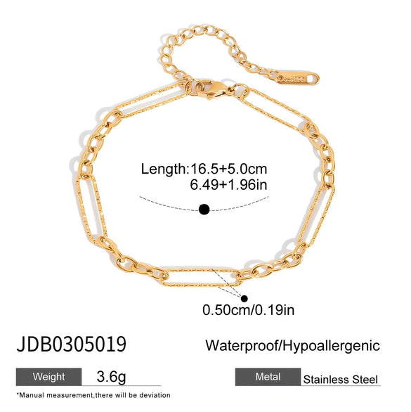 Jewelry Stainless Steel Geometric Flat Chain Bracelet Electroplating Women's Classic Style