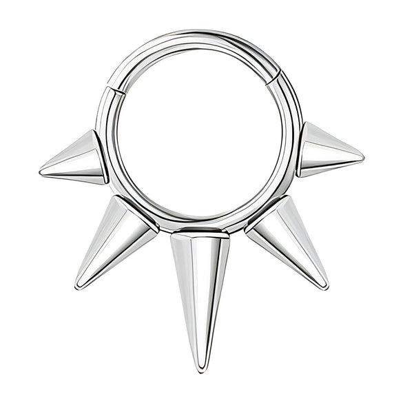 Jewelry Stainless Steel Geometric Heart Shape Polished Sharp Cone Buckle Earrings And Nose Ring