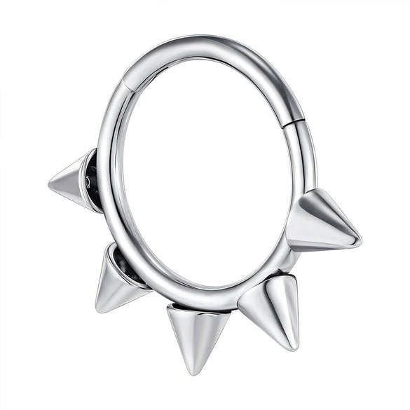 Jewelry Stainless Steel Geometric Heart Shape Polished Sharp Cone Buckle Earrings And Nose Ring