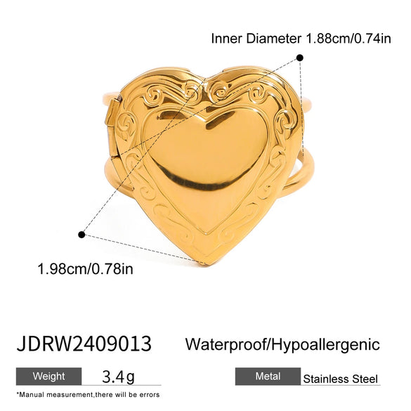 Jewelry Stainless Steel Geometric Love Photo Box Adjustable Opening Ring Electroplated Bracelet For Women