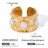 Jewelry Stainless Steel Geometric Open Ring And Bracelet With Hammer Beads And Electroplating Treatment