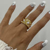 Jewelry Stainless Steel Geometric Open Ring And Bracelet With Hammer Beads And Electroplating Treatment