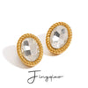 Jewelry Stainless Steel Geometric Oval Earrings With Electroplating