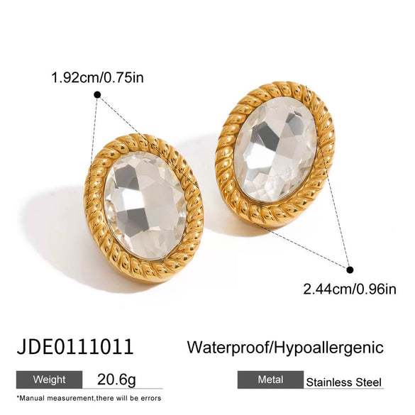 Jewelry Stainless Steel Geometric Oval Earrings With Electroplating