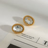 Jewelry Stainless Steel Geometric Oval Earrings With Electroplating