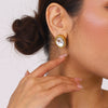 Jewelry Stainless Steel Geometric Oval Earrings With Electroplating
