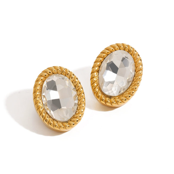 Jewelry Stainless Steel Geometric Oval Earrings With Electroplating
