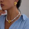 Jewelry Stainless Steel Geometric Pattern Electroplated Light Luxury Necklace And Earrings