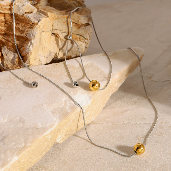 Jewelry Stainless Steel Geometric Pendant Necklace With Gold And Silver Contrast Color Electroplating Style Snake Bone Chain