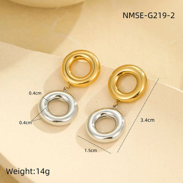 Jewelry Stainless Steel Geometric Retro Electroplated Ring Earrings Bracelet For Women