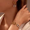 Jewelry Stainless Steel Geometric Retro Electroplated Ring Earrings Bracelet For Women