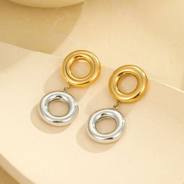 Jewelry Stainless Steel Geometric Retro Electroplated Ring Earrings Bracelet For Women