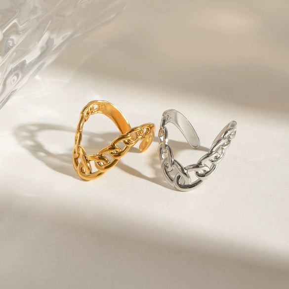 Jewelry Stainless Steel Geometric Ring With Electroplating And Adjustable Opening Ring