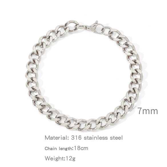 Jewelry Stainless Steel Geometric Single Grinding Electroplating Unisex Bracelet