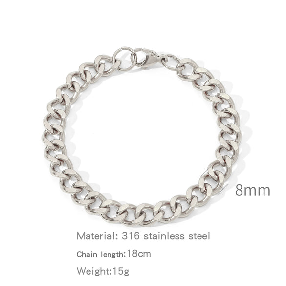 Jewelry Stainless Steel Geometric Single Grinding Electroplating Unisex Bracelet